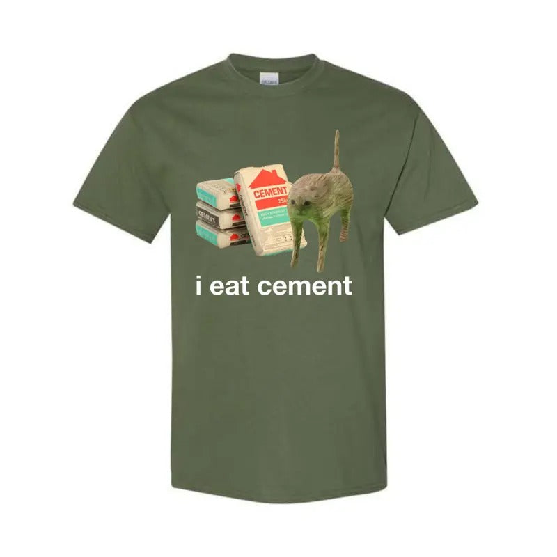 I Eat Cement Cursed Cat Funny Oddly Specific Meme T-Shirt Classic Cotton Hoodie Sweatshirt | PrintMintTees.com