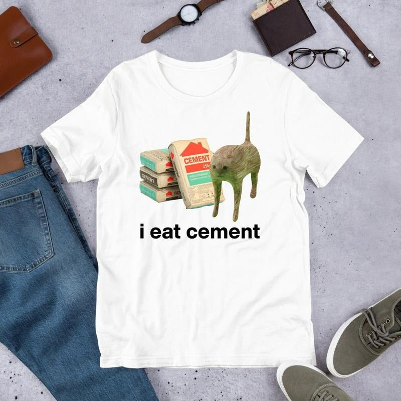 I Eat Cement Cursed Cat, Funny Meme Shirt, Ironic Shirt, Cat Lover Gift Hoodie Sweatshirt | PrintMintTees.com