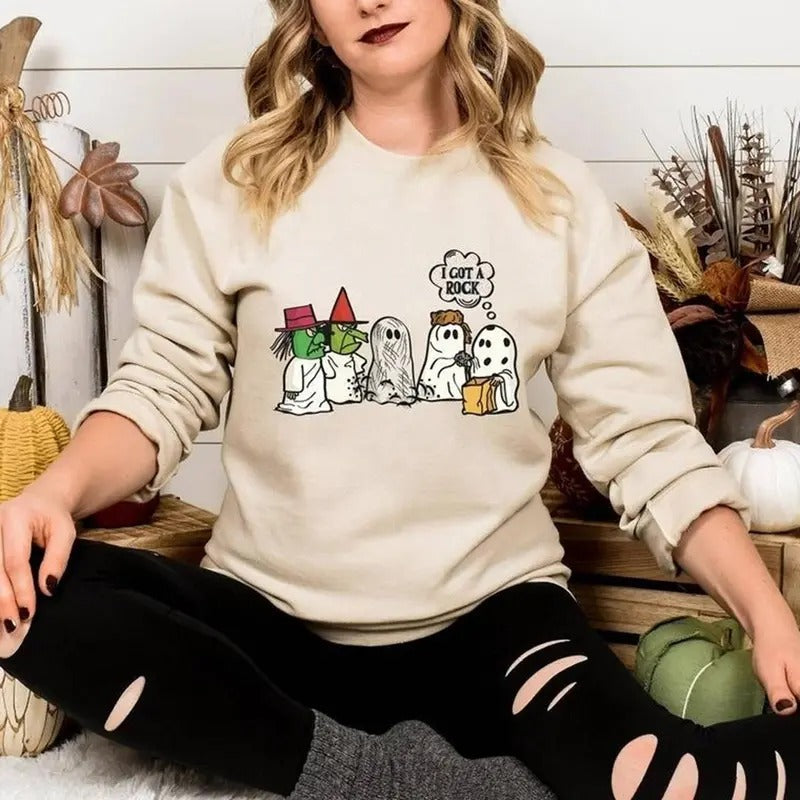 I Got A Rock Halloween Meme Shirt Funny Ghost Spooky Season Party Shirt Hoodie Sweatshirt | PrintMintTees.com