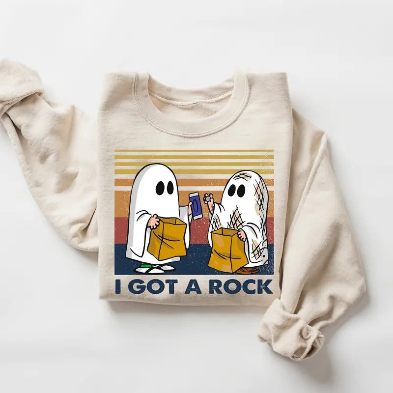 I Got A Rock Sweatshirt, Funny Ghost Sweatshirt, Spooky Season Shirt, Fall Halloween Shirt, Funny Ghost Sweatshirt,...