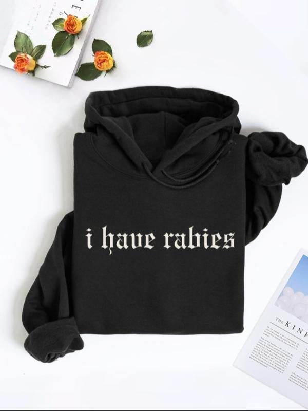 "I Have Rabies" Funny Gothic Oversized Hoodie for Women