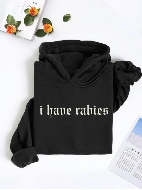 "I Have Rabies" Funny Gothic Oversized Hoodie for Women