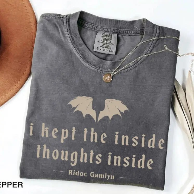 I Kept The Inside Thoughts Inside Comfort Colors Shirt, Quest Squad Shirt, Fourth Wing Shirt, Bookish Gift, Dragon Rider...