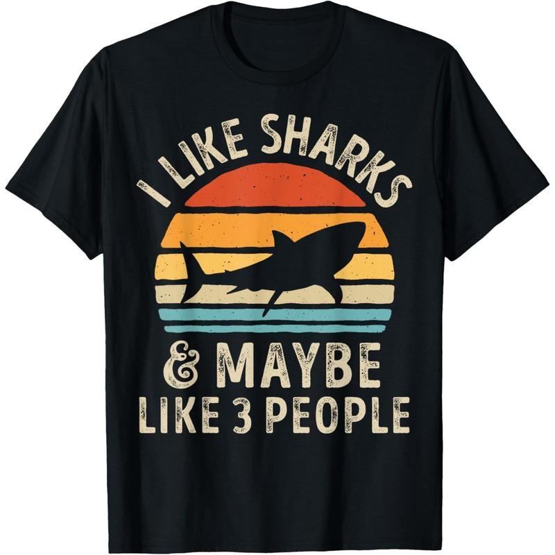 I Like Sharks and Maybe 3 People Shark Lover Retro Vintage T-Shirt made in usa Hoodie Sweatshirt | PrintMintTees.com