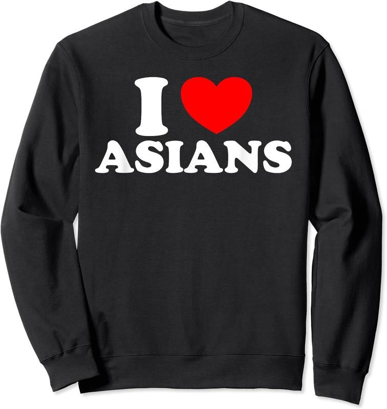 I Love Asians Shirt, I Heart Asians Unisex Crewneck Sweatshirt Hoodie | PrintMintTees.com