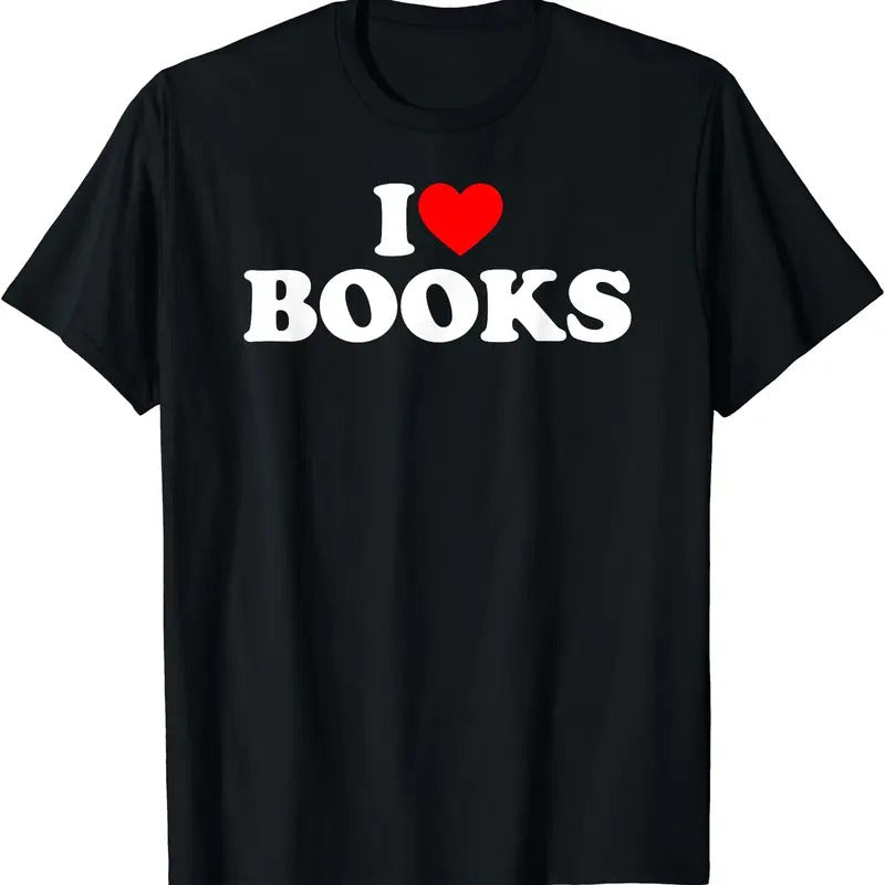 I Love Books I Heart Books Cotton Short Sleeve Size S 5XL Shirt Hoodie Sweatshirt