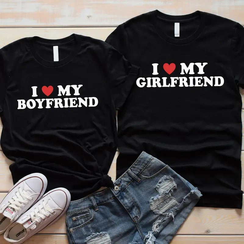 I Love Boyfriend Shirt, I Love Girlfriend T-shirt, Matching Couples Shirt, Valentine Tee Hoodie, Sweatshirt