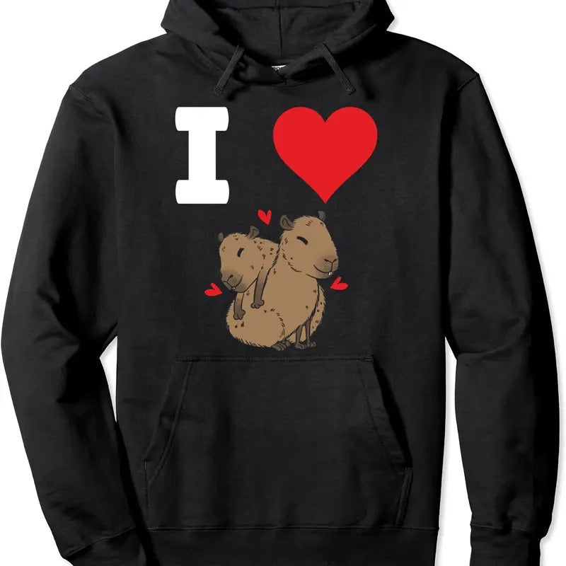 I Love Capybara Pullover Hoodie | Unisex Hooded Sweatshirt Shirt | PrintMintTees.com