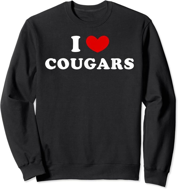 I Love Cougars Shirt, I Heart Cougars Unisex Crewneck Sweatshirt Hoodie | PrintMintTees.com