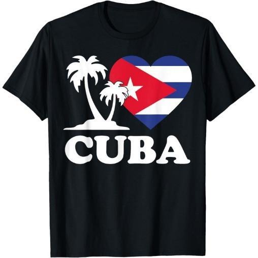 I Love Cuba Cuban Flag Palm Hispanic Heritage Month Heart T-Shirt Made in USA Hoodie Sweatshirt | PrintMintTees.com