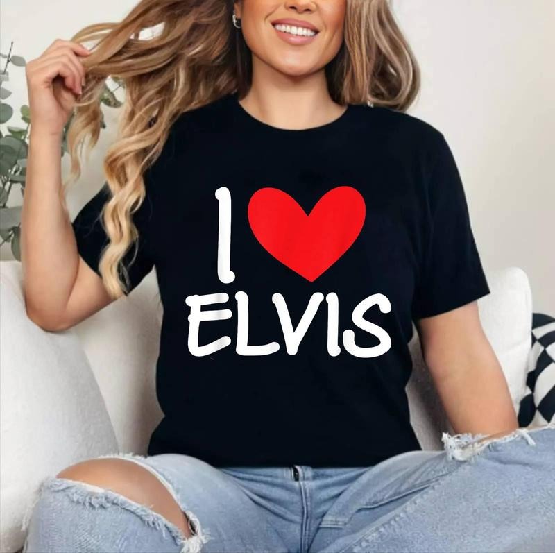 I Love Elvis Name Personalized Guy BFF Friend Heart Cotton 100% Top Womenswear Shirt Hoodie Sweatshirt