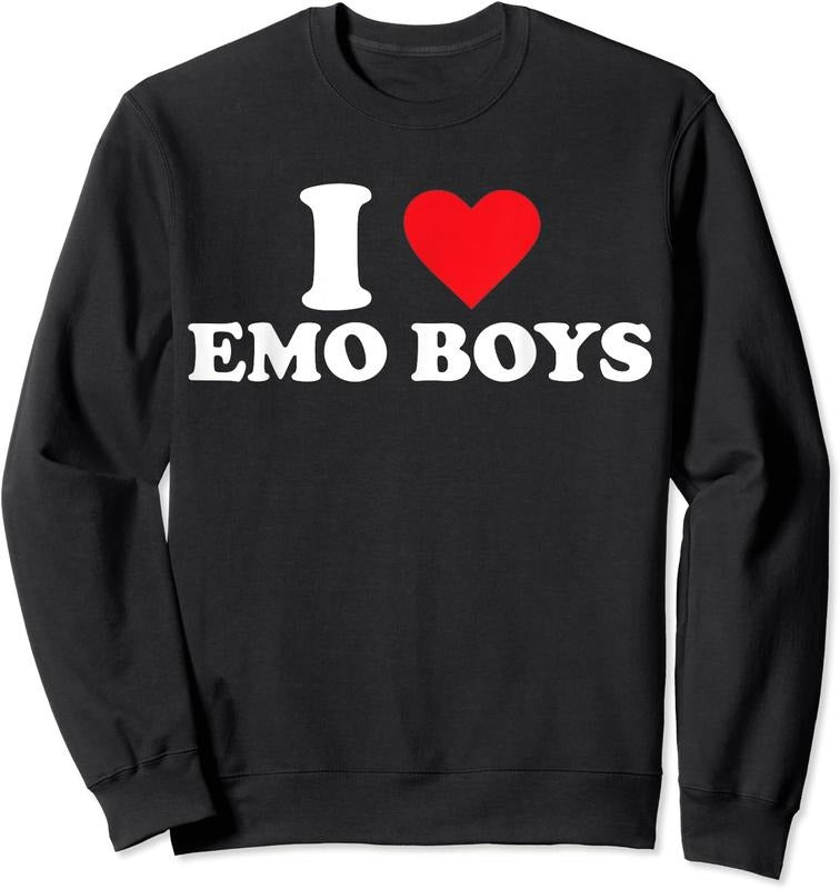 I Love Emo Boys Unisex Crewneck Sweatshirt T-Shirts, Hoodie | PrintMintTees.com
