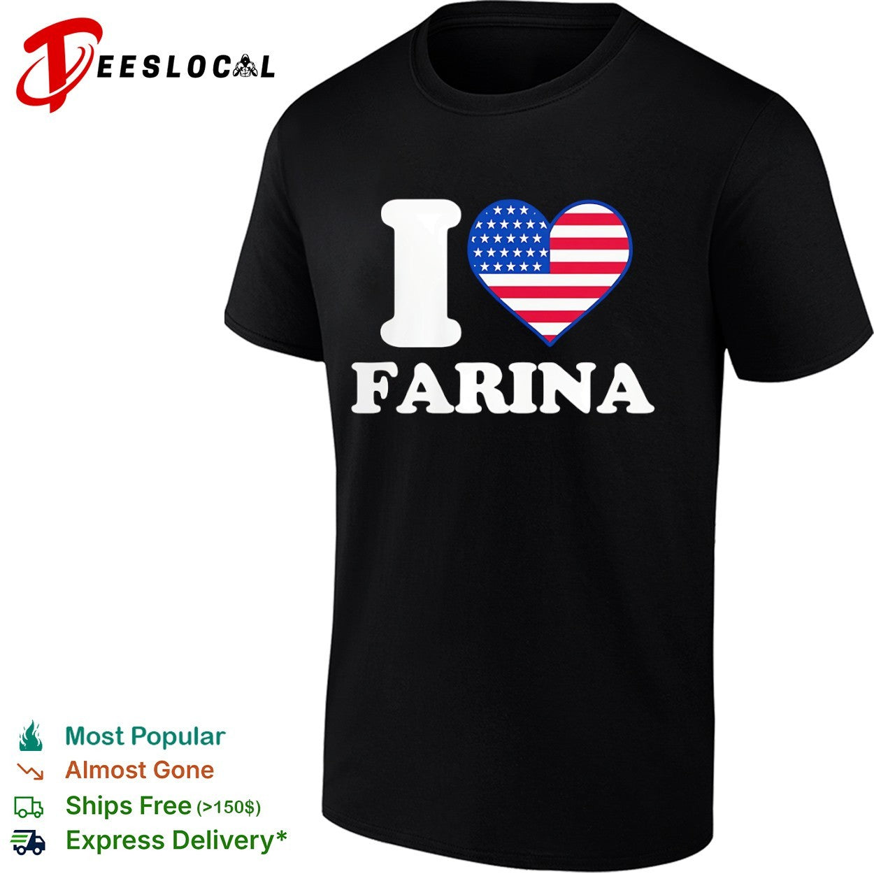 I Love Farina American heart flag graphic shirt