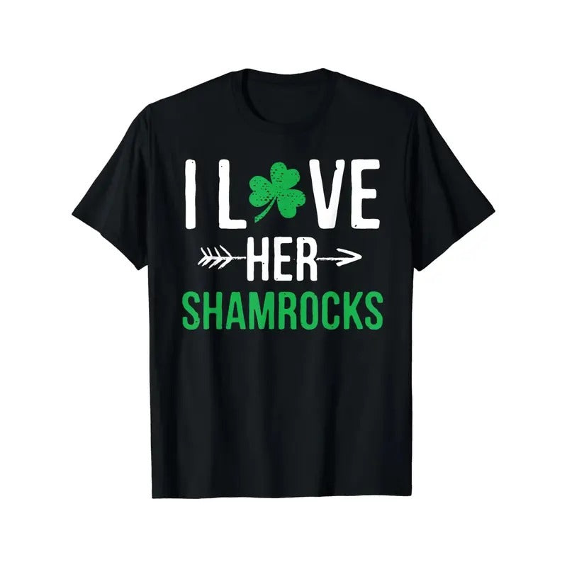 I Love Her Shamrocks T-Shirt St Patrick'S Day Couples Gifts T-Shirt made in usa Hoodie Sweatshirt | PrintMintTees.com