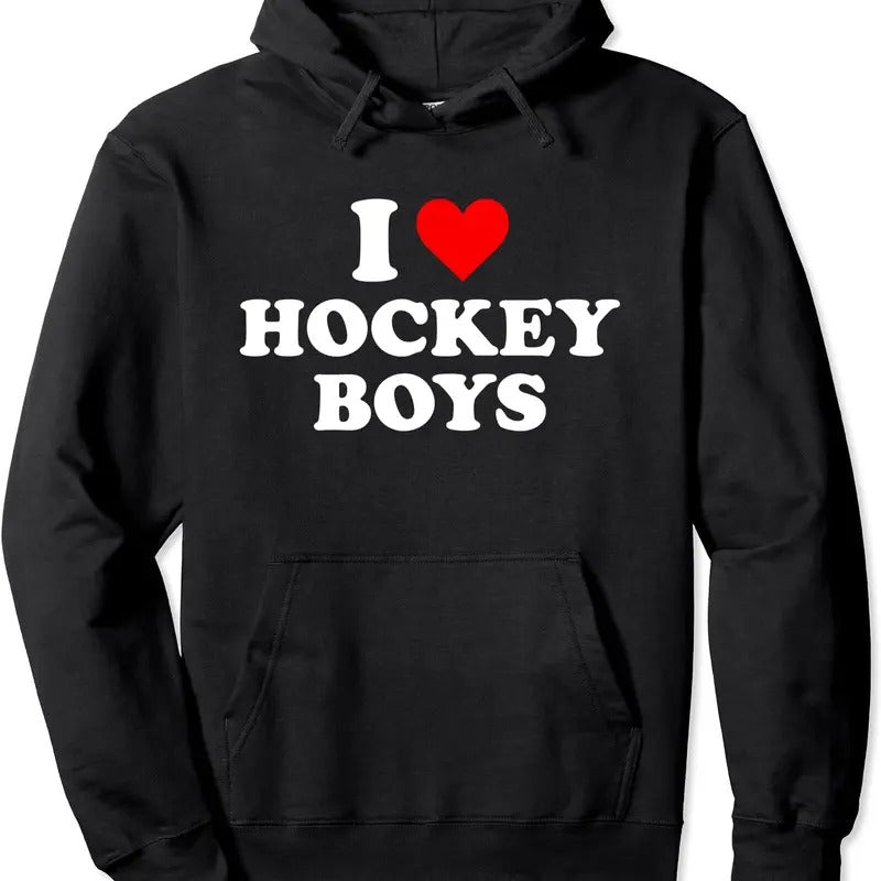 I Love Hockey Boys Pullover Hoodie | Unisex Hooded Sweatshirt T-Shirts | PrintMintTees.com
