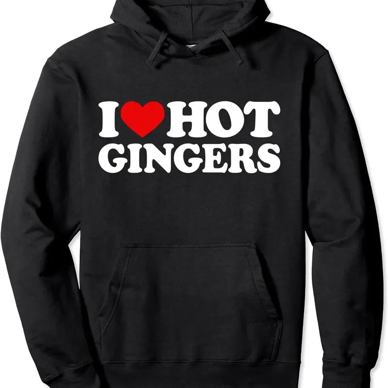 I Love Hot Gingers Shirt, I Heart Hot Redheads Red Heads Gift Hoodie | Unisex Hooded Sweatshirt | PrintMintTees.com