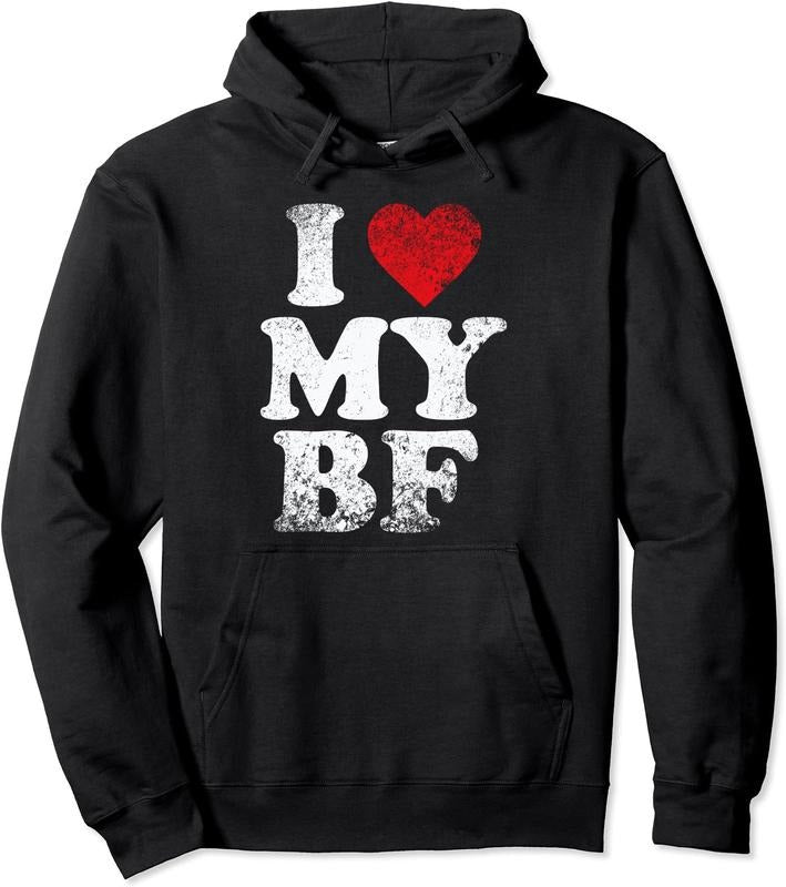 I Love My Boyfriend, I Heart my BF Pullover Hoodie | Unisex Hooded Sweatshirt Shirt | PrintMintTees.com