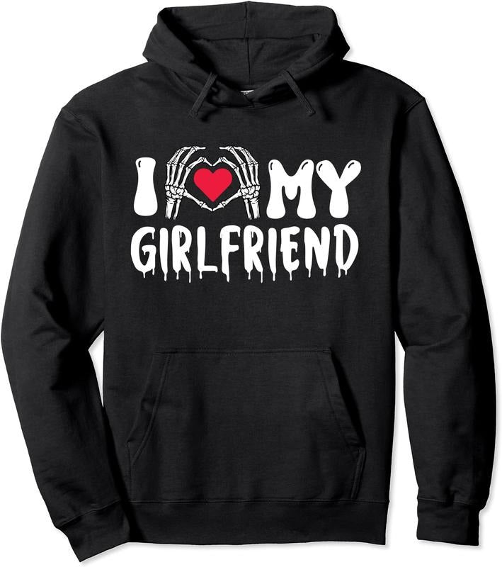I Love My Girlfriend Halloween Pullover Hoodie | Unisex Hooded Sweatshirt Shirt | PrintMintTees.com