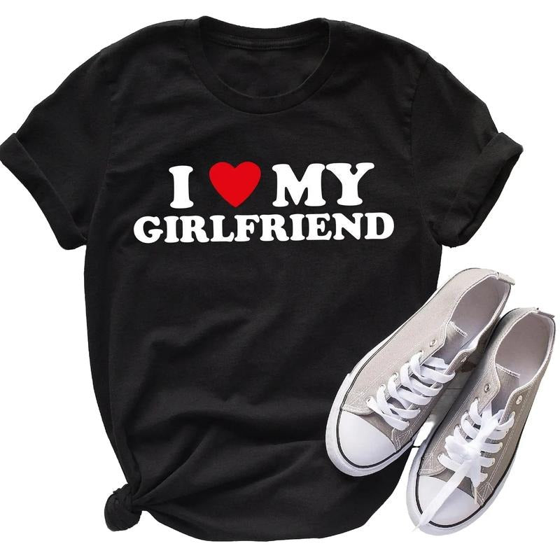 I Love My Girlfriend Shirt, Father's Day Gift, Funny Valentine's Gift, Couple T-Shirt, Gifts For Boyfriend Men, Short...