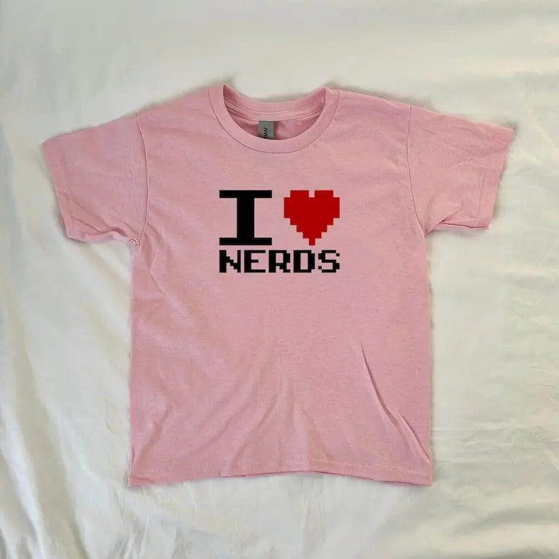 I Love Nerds Baby Tee, Pinterest, streetwear, 90s style baby tee, Trendy Top, Funny Shirt, Y2K Baby Tee, retro, vintage...