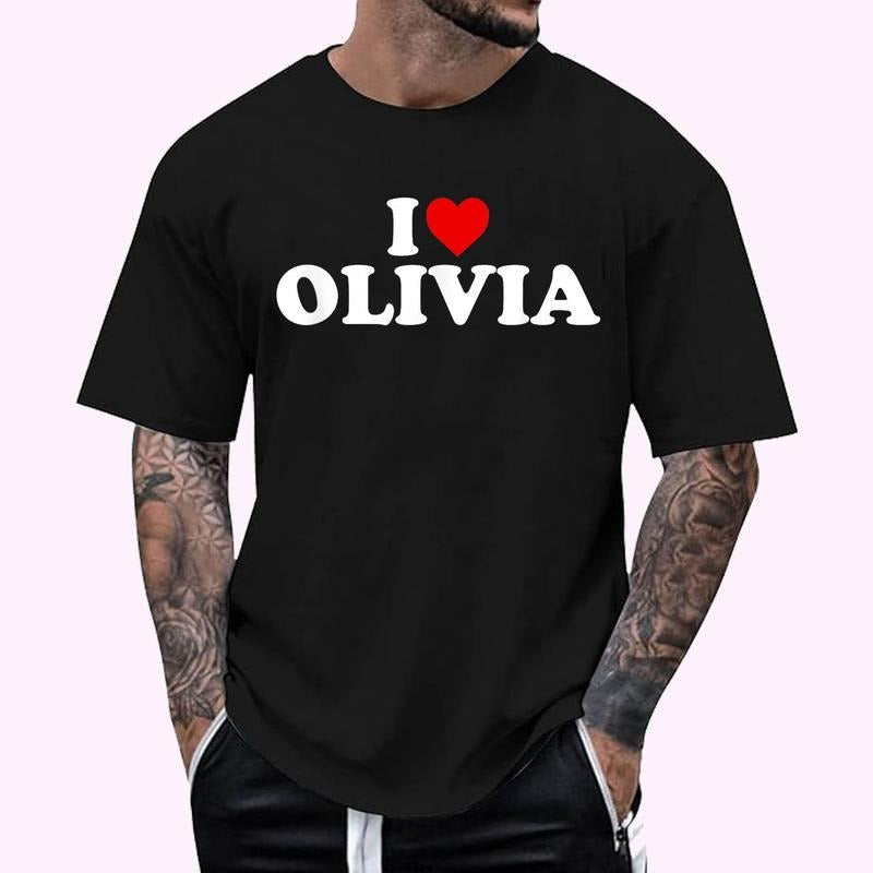 I Love Olivia - Heart T-Shirt , Unisex Cotton 100%, Top Menswearstyle{n002}2 Hoodie Sweatshirt | PrintMintTees.com