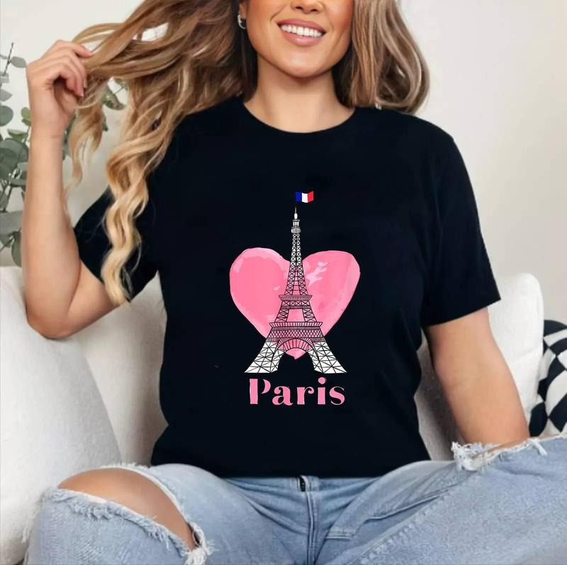 I Love Paris Eiffel Tower France Gift T-Shirt | Cotton 100%, Crewneck, Top Womenswear Hoodie, Sweatshirt | PrintMintTees.com