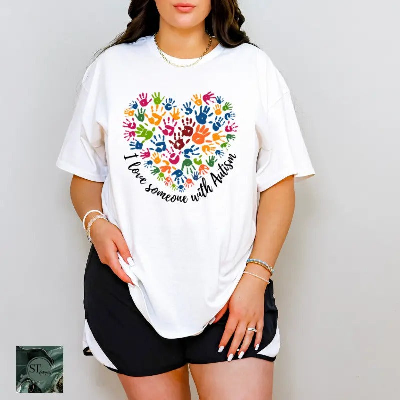I Love Somebody With Autism White 100% Ring spun Cotton T-Shirt Unisex Fit Hoodie Sweatshirt | PrintMintTees.com