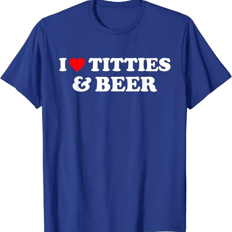 I Love Titties And Beer T-Shirt | Unisex Cotton Tee, Size S-5XL Hoodie Sweatshirt | PrintMintTees.com