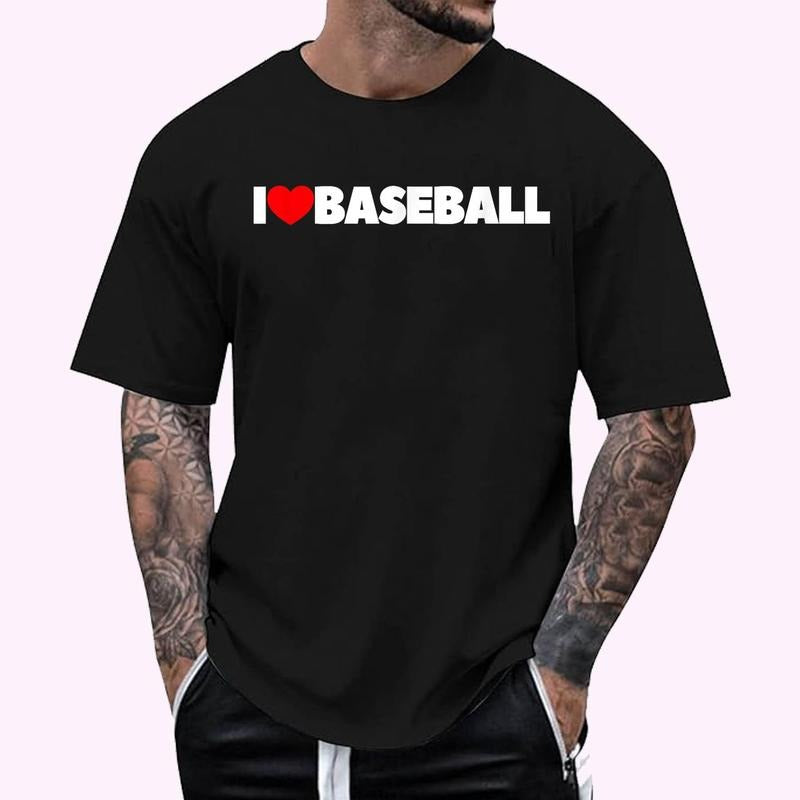 I Love (Heart) Baseball T-Shirt , Unisex Cotton 100%, Top Menswear Hoodie Sweatshirt | PrintMintTees.com