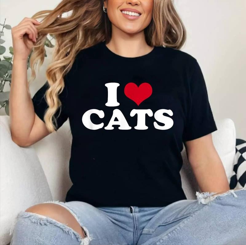 I Love (Heart) Cats T-Shirt | Cotton 100%, Crewneck, Top Womenswear Hoodie, Sweatshirt | PrintMintTees.com