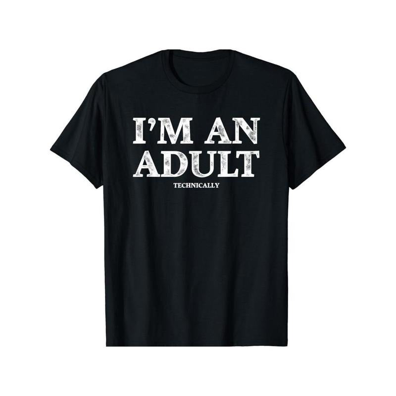 I M AN ADULT printed men's casual short-sleeved crew neck T-shirt suitable for summer outdoor streets Made in USA Hoodie...