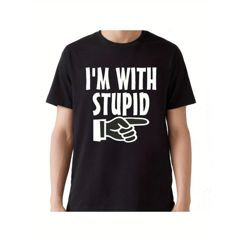 I'M WITH STUPID T- SHIRT, FUNNY NOVELTY MEN'S Tee SHIRT, MAN made in usa Hoodie Sweatshirt | PrintMintTees.com