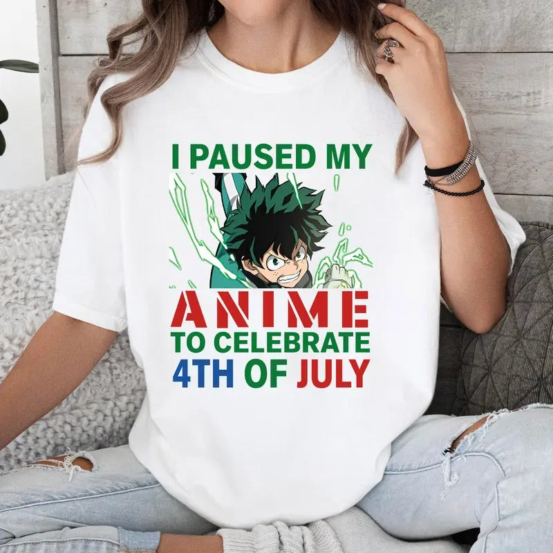 I Paused My Anime To Celebrate 4th Of July Tshirt Crewneck Hoodie Comfort Cotton Sweatshirt | PrintMintTees.com