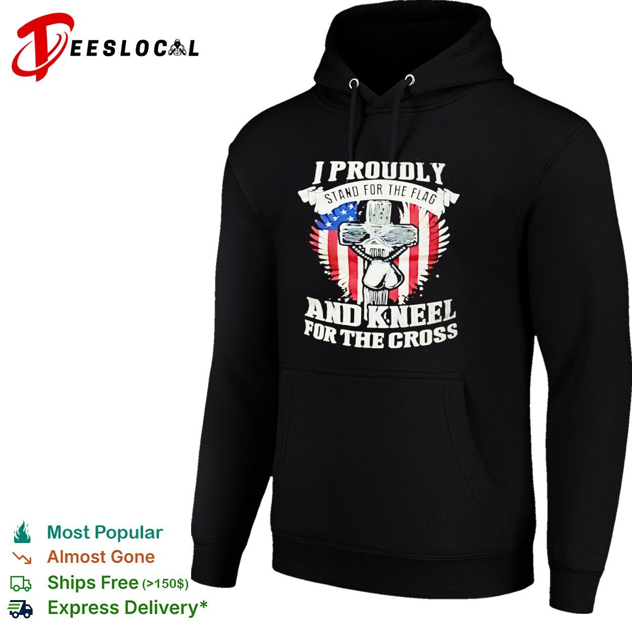 I Proudly stand for the flag and kneel for the cross American flag shirt