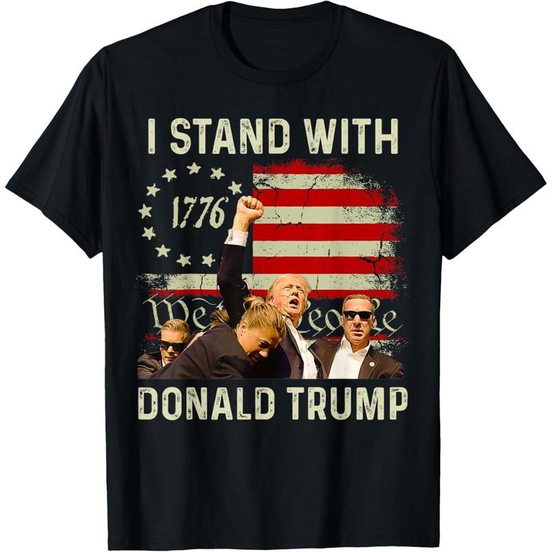 I Stand With Trump Funny Trump 2024 T-Shirt made in usa Hoodie Sweatshirt | PrintMintTees.com