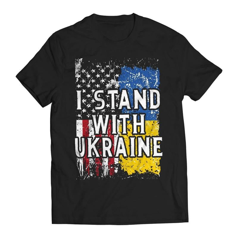 I Stand With Ukraine US Flag V. Zelenskyy Ukrainians Support T-Shirt Hoodie Sweatshirt | PrintMintTees.com