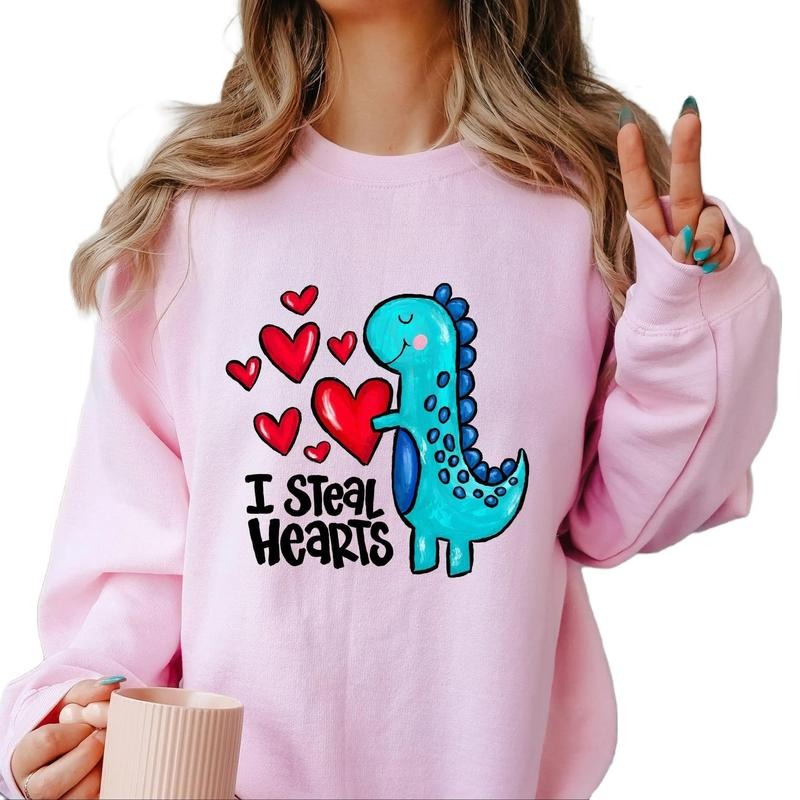 I Steal Hearts Dino Crewneck Sweatshirt Shirt Hoodie | PrintMintTees.com