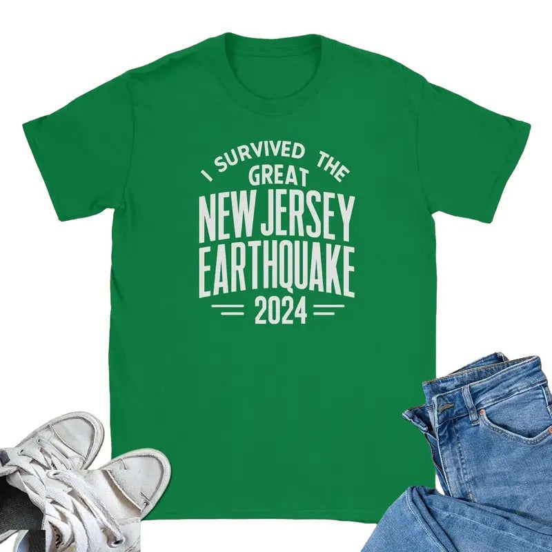 I Survived The Great New Jersey Earthquake 2024 Graphic Tee Shirt, New Jersey Tshirt, Earthquake 2024 Shirt Gift, Funny...