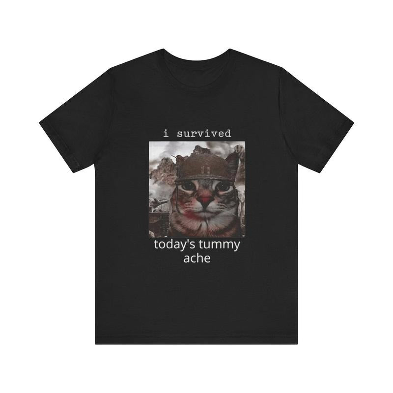 I Survived Today's Tummy Ache Meme Shirt - Funny Shirts Cotton Menswear Top Hoodie Sweatshirt | PrintMintTees.com