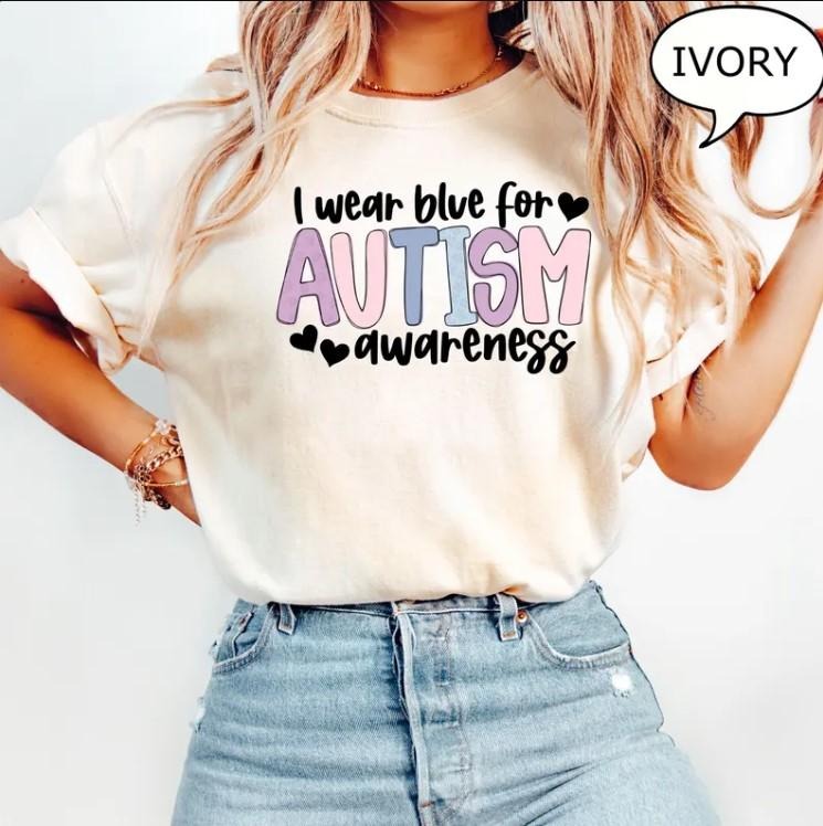 I Wear Blue For Autism Awareness T-Shirt, Autism Month Shirt, Autism Teacher Shirt Hoodie Sweatshirt | PrintMintTees.com