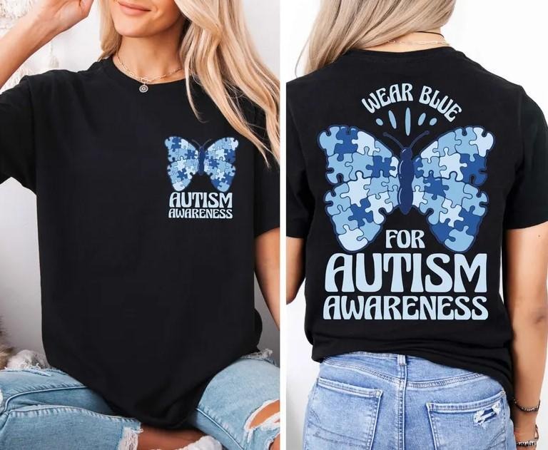I Wear Blue For Autism Awareness T-shirt, Autism Month Shir Hoodie Sweatshirt | PrintMintTees.com