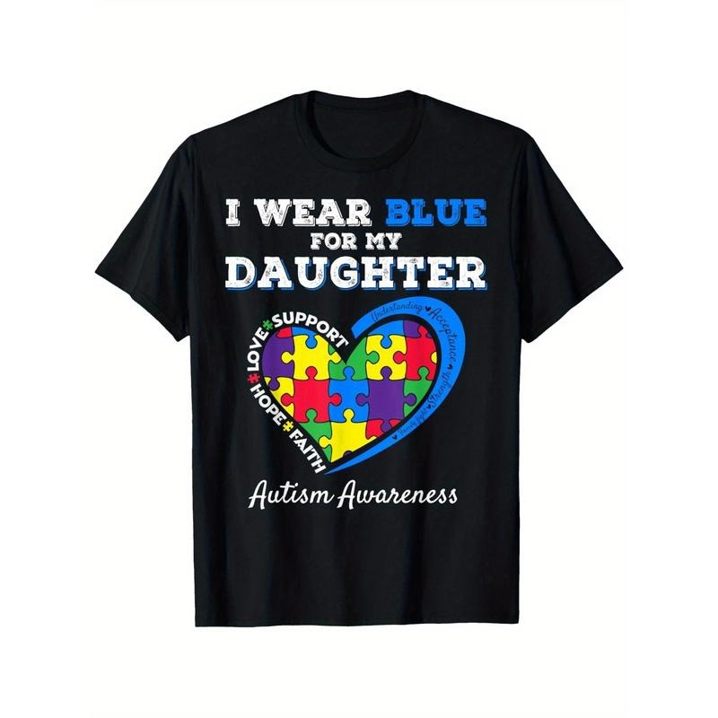 I Wear Blue For My Daughter Autism Awareness Dad Mom T-Shirt Hoodie Sweatshirt | PrintMintTees.com