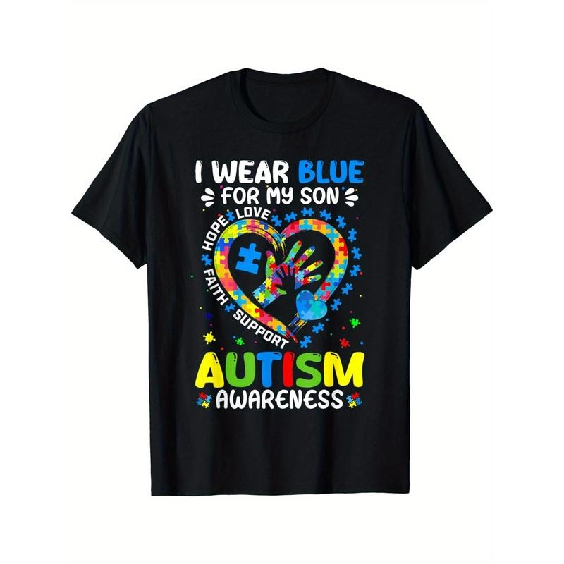 I Wear Blue For My Son Heart Mom Dad Autism Awareness T-Shirt Hoodie Sweatshirt | PrintMintTees.com