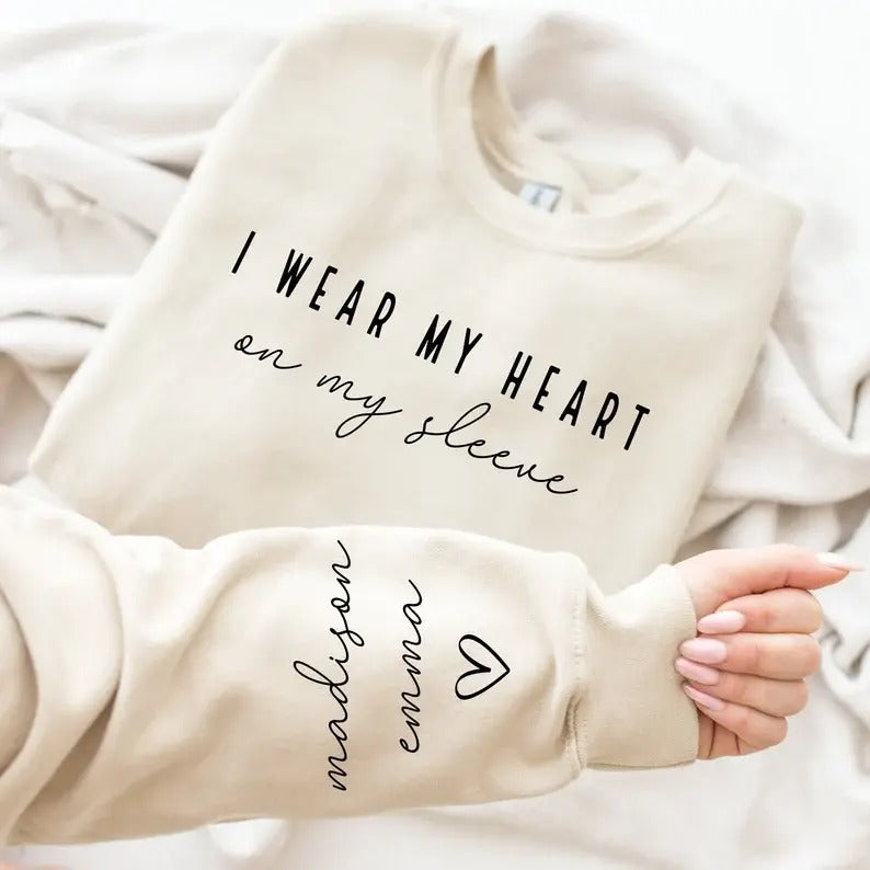 I Wear My Heart On My Sleeve Sweatshirt, Hoodie, T-Shirt | PrintMintTees.com