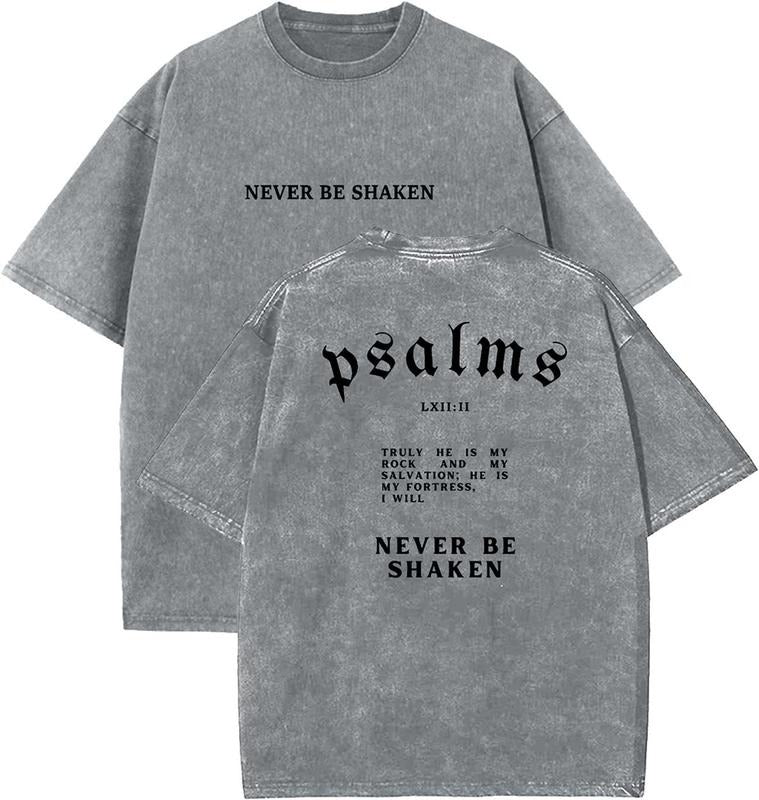 I Will Never Be Shaken Unisex Washed T-Shirt, Christian t shirts, Vintage 90s Graphic Tee, Gift Top Womenswear Cotton...