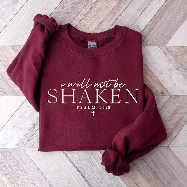 I Will Not Be Shaken Sweatshirt, Christian T-Shirt, Minimal Christian Sweatshirt, Religious Jesus Sweater, Faith ...
