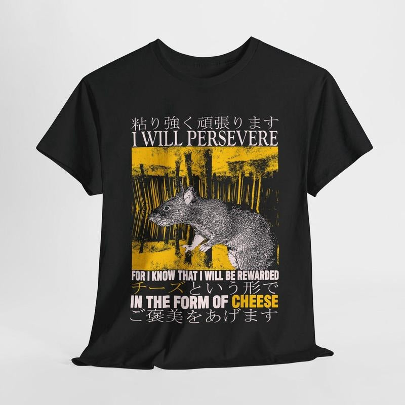 I Will Persevere Vintage Japanese Rat T-Shirt Hoodie Sweatshirt | PrintMintTees.com