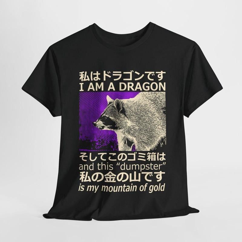 I am a Dragon Raccoon Purple Vintage Japanese T-Shirt Hoodie Sweatshirt | PrintMintTees.com