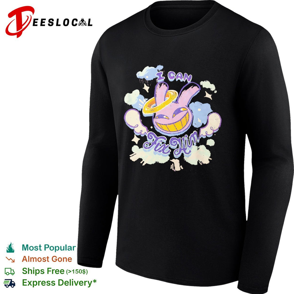 I can fix him creepy purple rabbit halo wings shirt