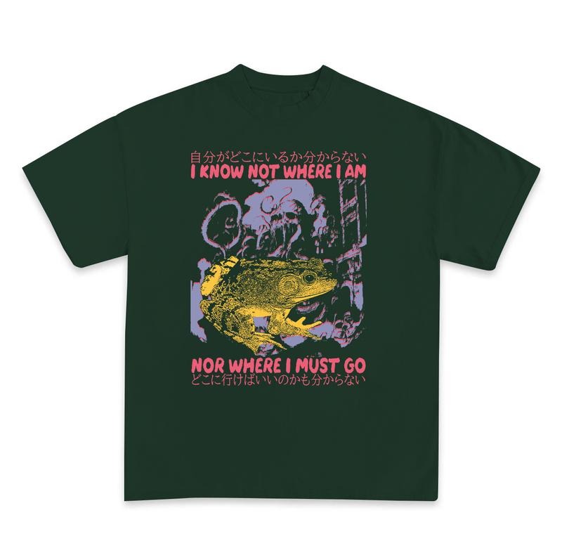 I know not where i am nor where i must go shirt Vintage Japanese Frog Graphic Tee Tokyo Weird Streetwear Gifts Shirt...